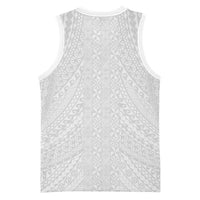 Lotu Tamaiti White Tongan Ngatu Basketball Jersey Polynesian Tribal Fonulei Pattern - Polynesian Pride