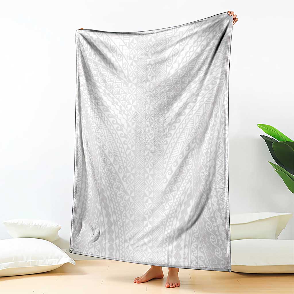 Lotu Tamaiti White Tongan Ngatu Blanket Polynesian Tribal Fonulei Pattern - Polynesian Pride