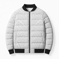 Lotu Tamaiti White Tongan Ngatu Bomber Puffer Jacket Polynesian Tribal Fonulei Pattern - Polynesian Pride