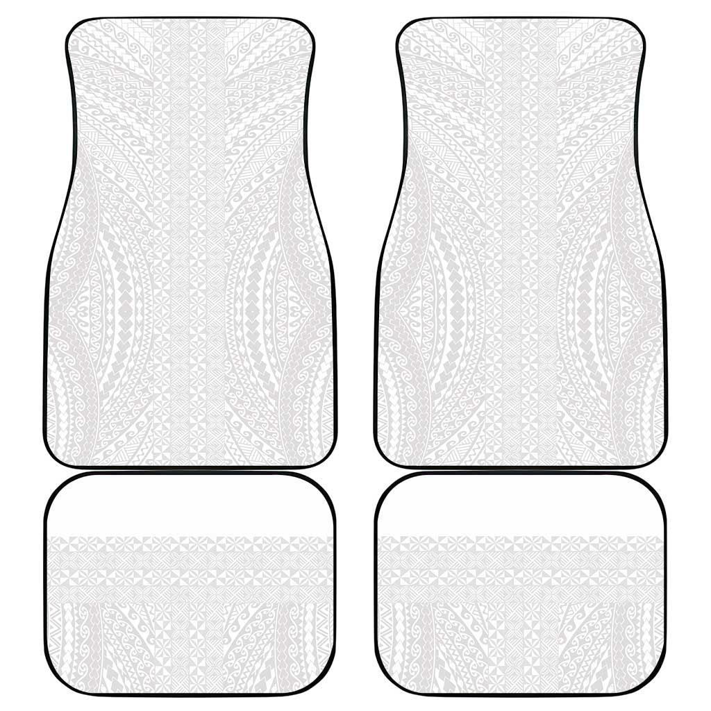 Lotu Tamaiti White Tongan Ngatu Car Mats Polynesian Tribal Fonulei Pattern - Polynesian Pride