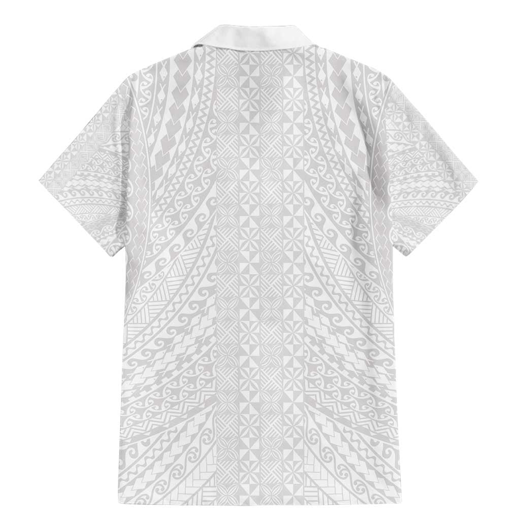 Lotu Tamaiti White Tongan Ngatu Family Matching Mermaid Dress and Hawaiian Shirt Polynesian Tribal Fonulei Pattern - Polynesian Pride