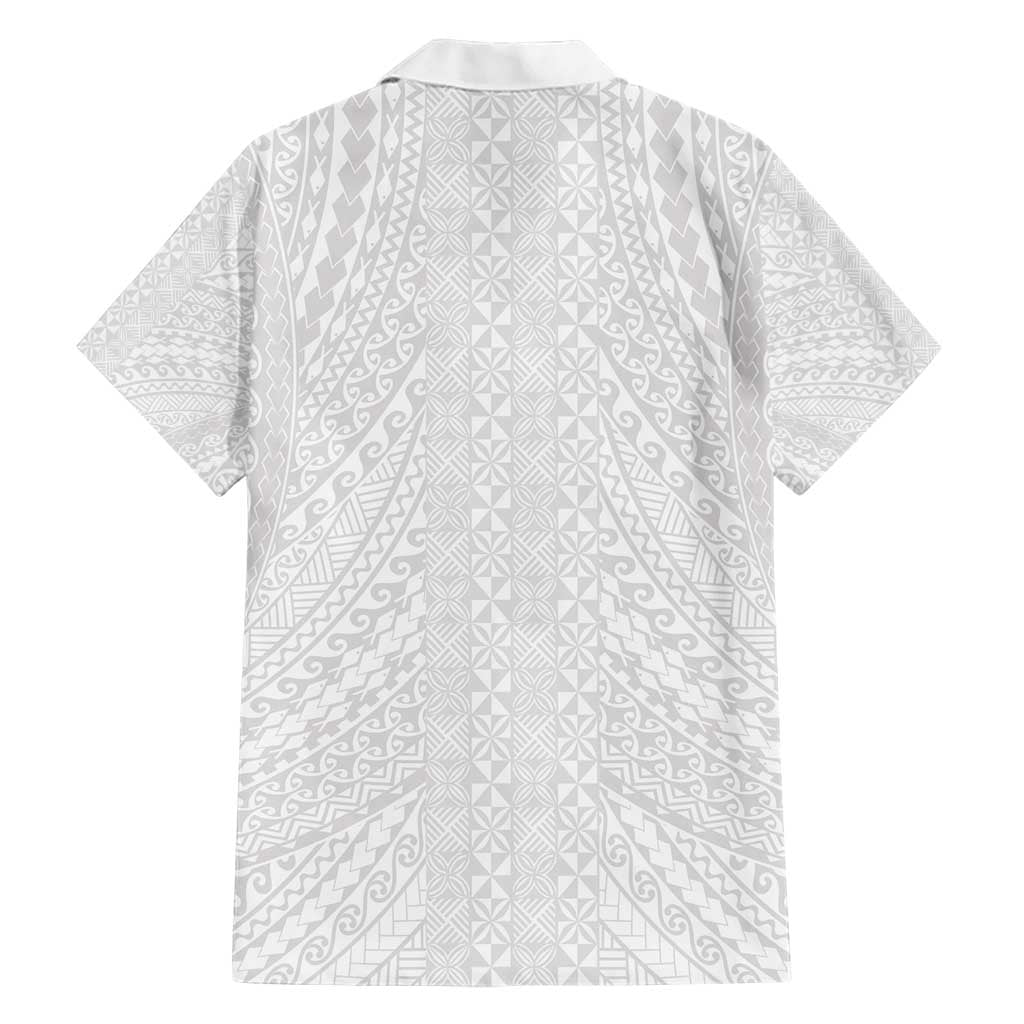 Lotu Tamaiti White Tongan Ngatu Hawaiian Shirt Polynesian Tribal Fonulei Pattern - Polynesian Pride