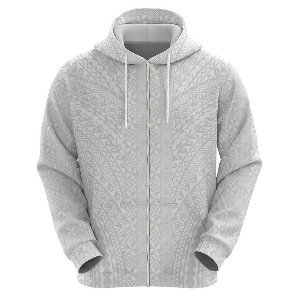 Lotu Tamaiti White Tongan Ngatu Hoodie Polynesian Tribal Fonulei Pattern - Polynesian Pride