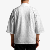 Lotu Tamaiti White Tongan Ngatu Kimono Polynesian Tribal Fonulei Pattern - Polynesian Pride