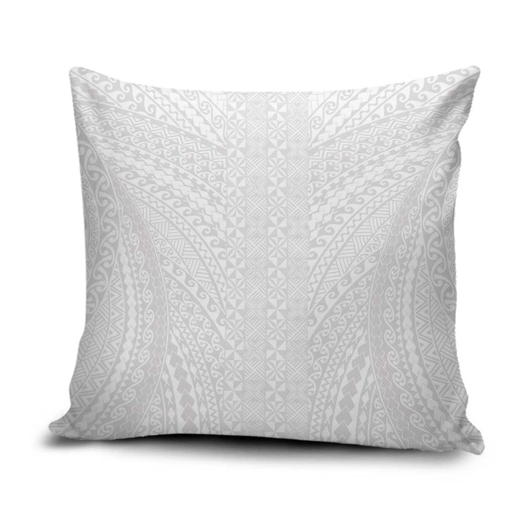 Lotu Tamaiti White Tongan Ngatu Pillow Cover Polynesian Tribal Fonulei Pattern - Polynesian Pride