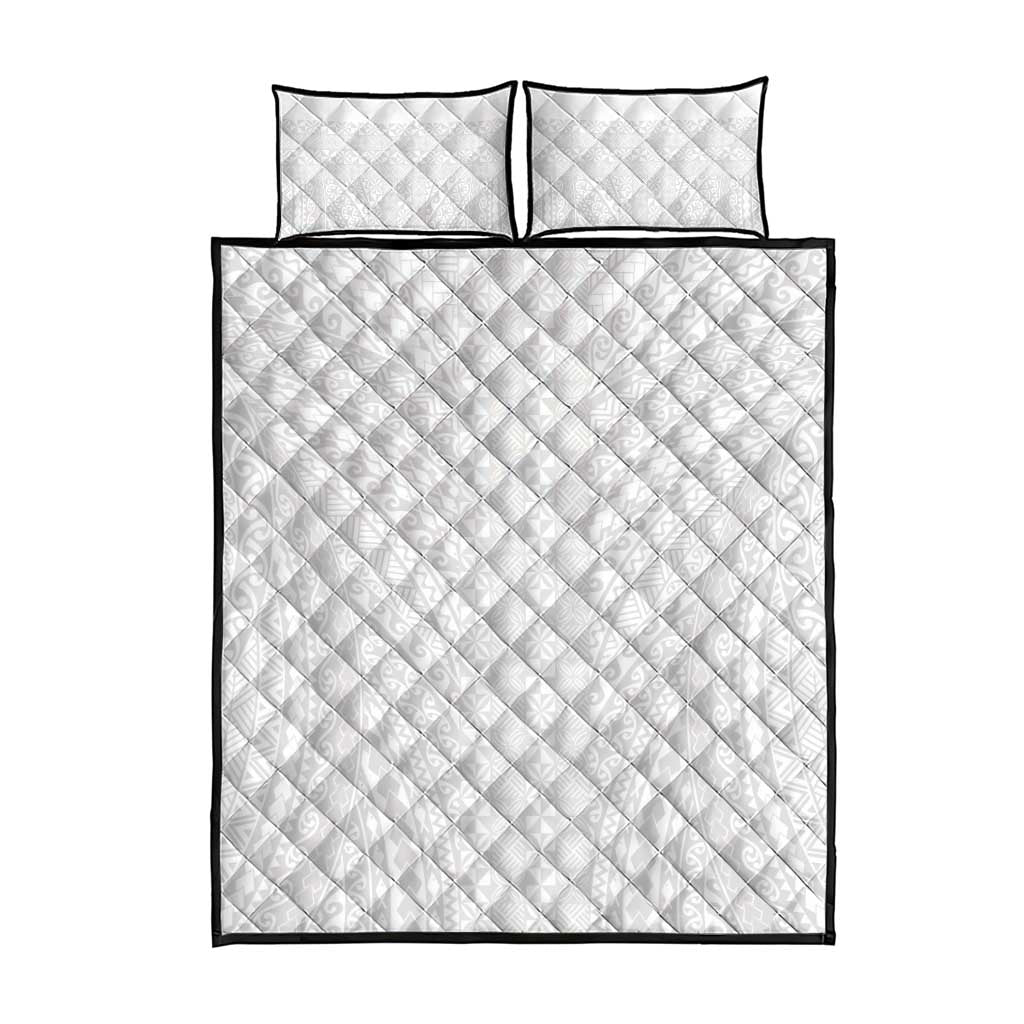 Lotu Tamaiti White Tongan Ngatu Quilt Bed Set Polynesian Tribal Fonulei Pattern - Polynesian Pride