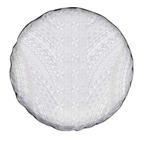 Lotu Tamaiti White Tongan Ngatu Spare Tire Cover Polynesian Tribal Fonulei Pattern - Polynesian Pride