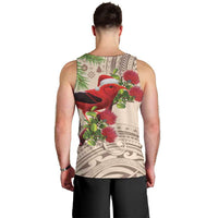 Christmas Hawaii with I'iwi Bird Men Tank Top Aloha Mele Kalikimaka - Beige Art