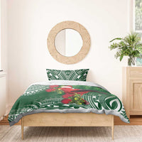 Christmas Hawaii with I'iwi Bird Bedding Set Aloha Mele Kalikimaka - Green Art