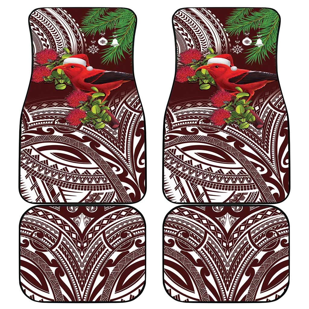 Christmas Hawaii with I'iwi Bird Car Mats Aloha Mele Kalikimaka - Oxblood Art