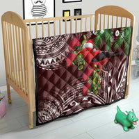 Christmas Hawaii with I'iwi Bird Quilt Aloha Mele Kalikimaka - Oxblood Art