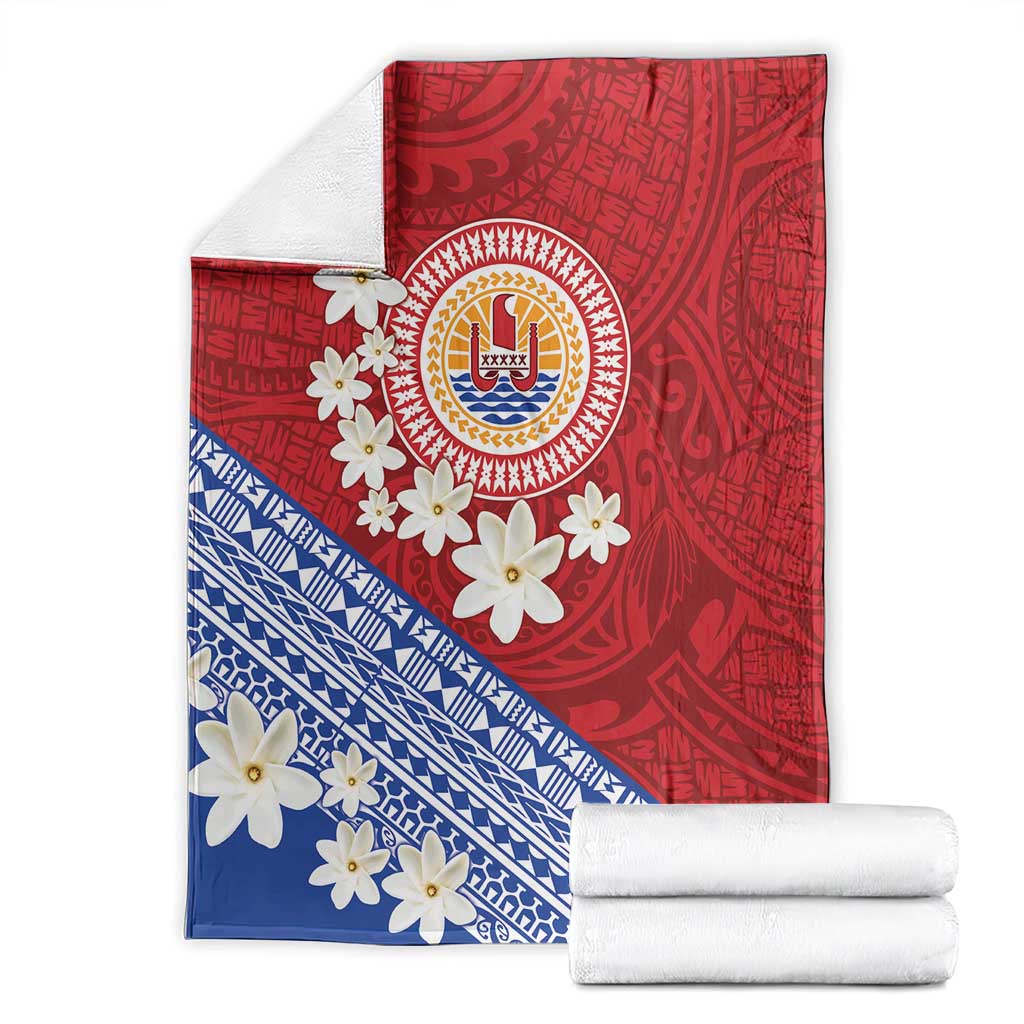 French Polynesia Blanket Tahitian Tiare Flowers Tribal