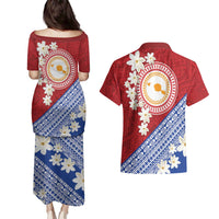 French Polynesia Couples Matching Puletasi and Hawaiian Shirt Tahitian Tiare Flowers Tribal LT9 - Polynesian Pride