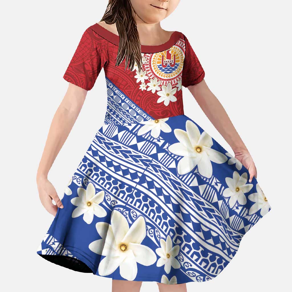 French Polynesia Family Matching Mermaid Dress and Hawaiian Shirt Tahitian Tiare Flowers Tribal