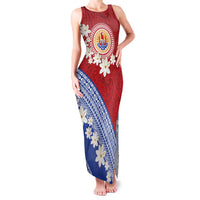 French Polynesia Family Matching Tank Maxi Dress and Hawaiian Shirt Tahitian Tiare Flowers Tribal