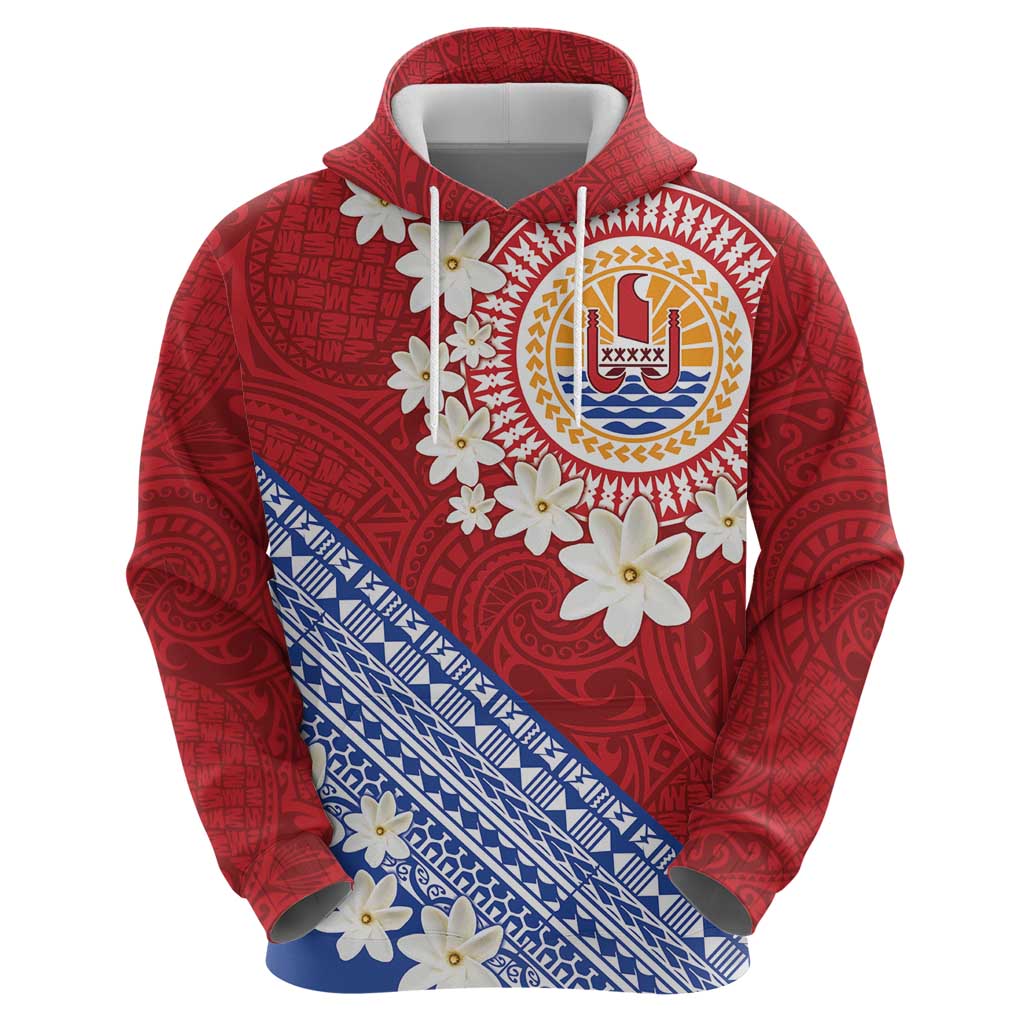 French Polynesia Hoodie Tahitian Tiare Flowers Tribal