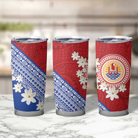 French Polynesia Tumbler Cup Tahitian Tiare Flowers Tribal