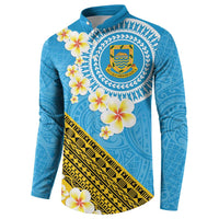 Tuvalu Plumeria Flowers Button Sweatshirt Polynesian Tribal Pattern