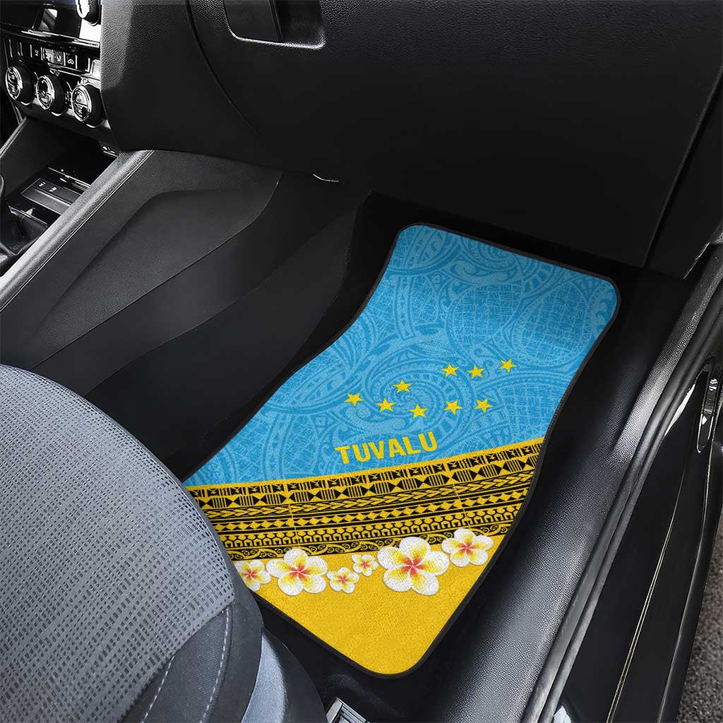 Tuvalu Plumeria Flowers Car Mats Polynesian Tribal Pattern