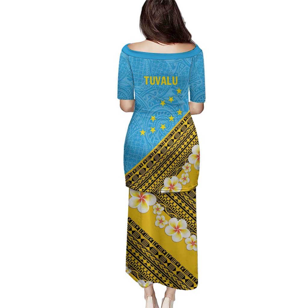 Tuvalu Plumeria Flowers Family Matching Puletasi and Hawaiian Shirt Polynesian Tribal Pattern