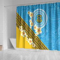 Tuvalu Plumeria Flowers Shower Curtain Polynesian Tribal Pattern
