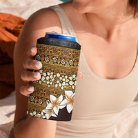 Vintage Hibiscus Turtle Pattern 4 in 1 Can Cooler Tumbler with Plumeria Half Style