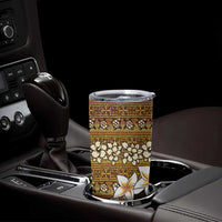 Vintage Hibiscus Turtle Pattern Tumbler Cup with Plumeria Half Style