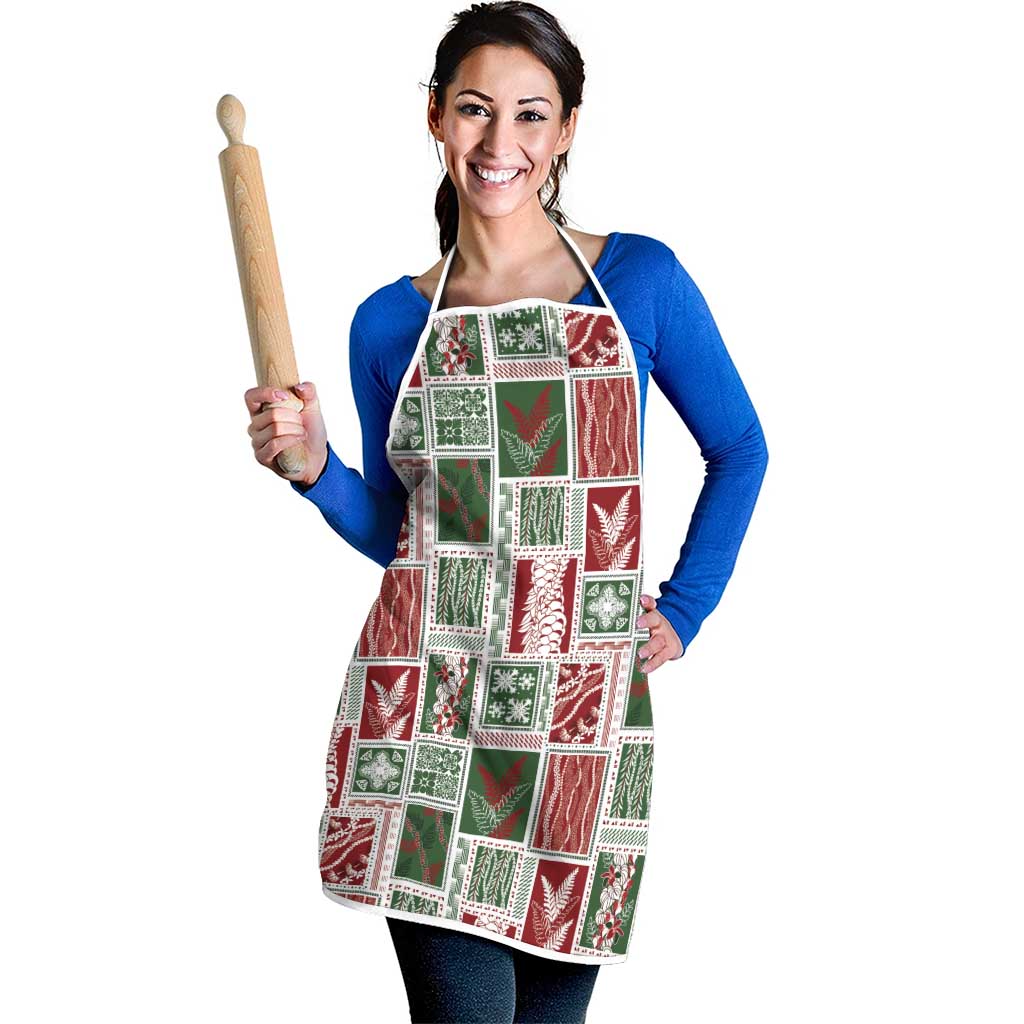 Mele Kalikimaka Hawaiian Quilt and Lei Patchwork Apron - Polynesian Pride