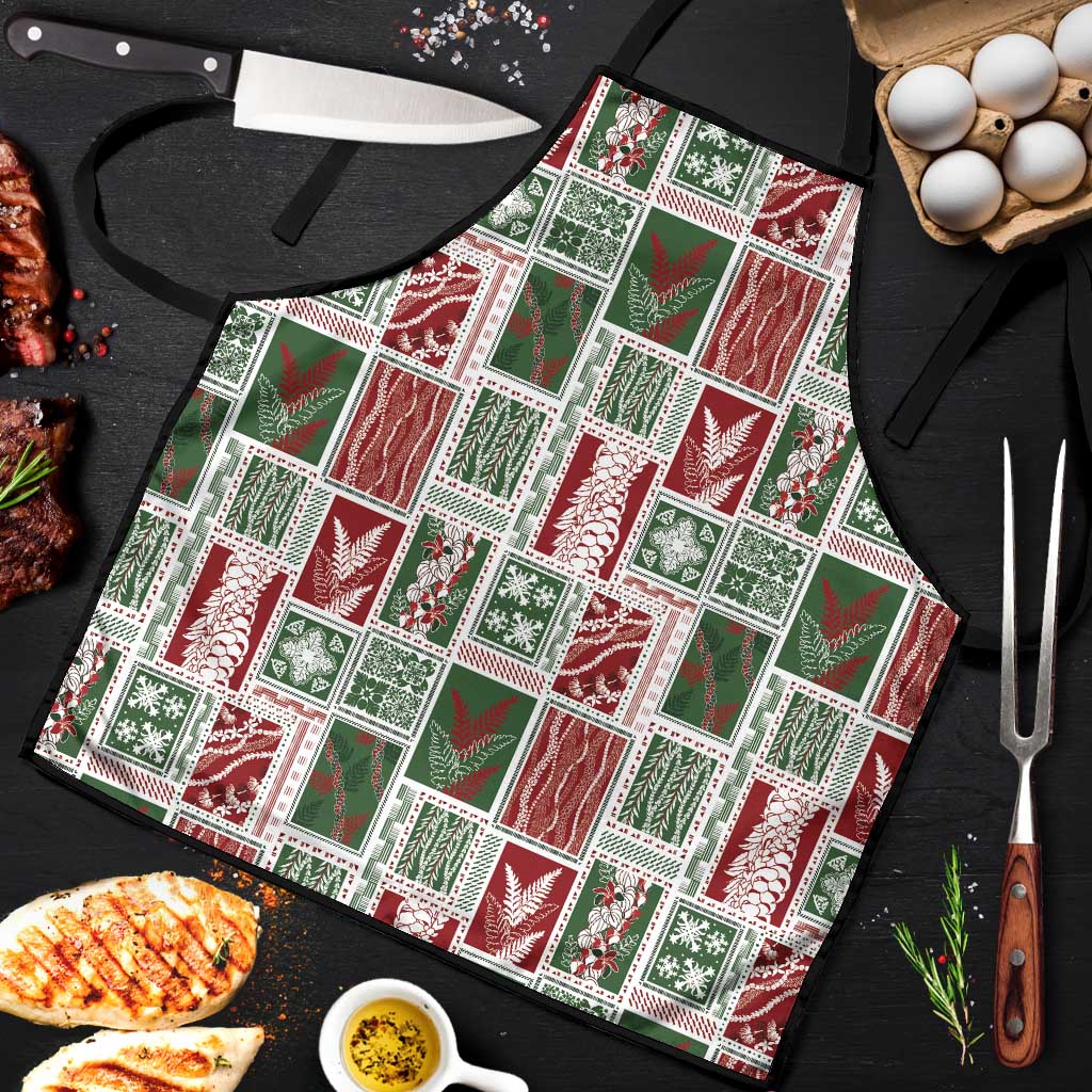 Mele Kalikimaka Hawaiian Quilt and Lei Patchwork Apron - Polynesian Pride