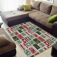 Mele Kalikimaka Hawaiian Quilt and Lei Patchwork Area Rug - Polynesian Pride