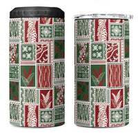Mele Kalikimaka Hawaiian Quilt and Lei Patchwork 4 in 1 Can Cooler Tumbler - Polynesian Pride