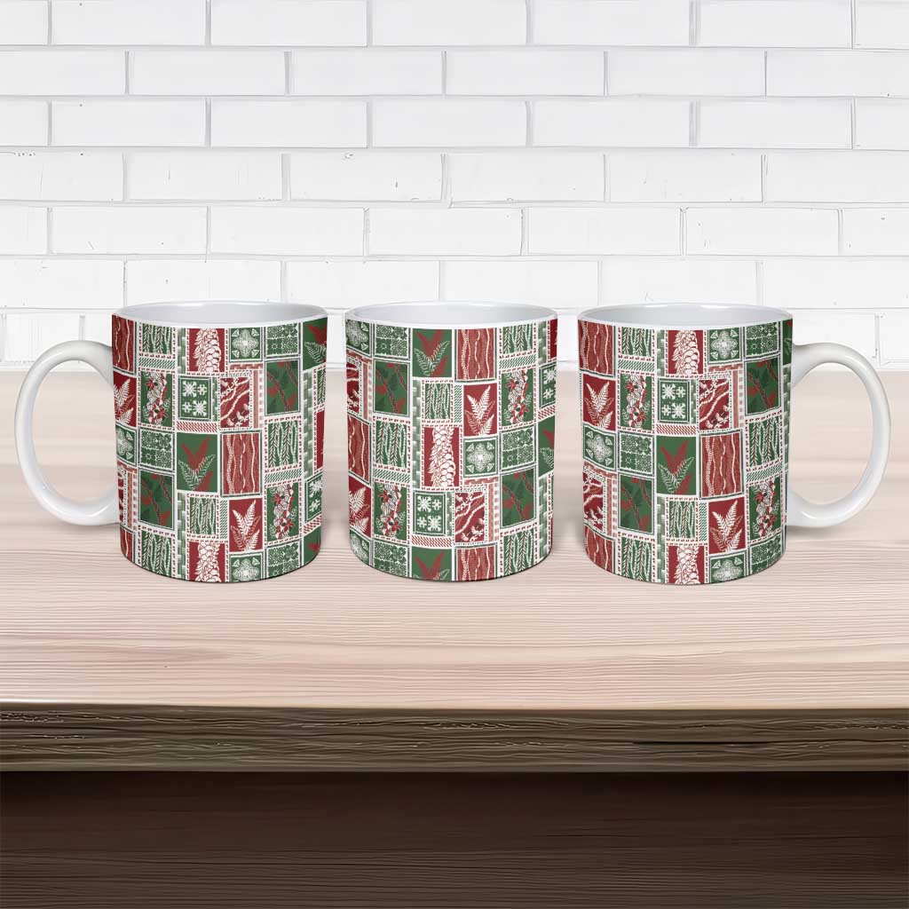 Mele Kalikimaka Hawaiian Quilt and Lei Patchwork Ceramic Mug - Polynesian Pride