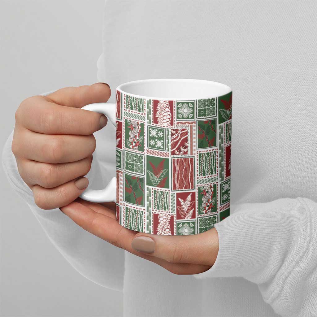 Mele Kalikimaka Hawaiian Quilt and Lei Patchwork Ceramic Mug - Polynesian Pride