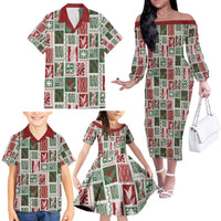 Mele Kalikimaka Hawaiian Quilt and Lei Patchwork Family Matching Off The Shoulder Long Sleeve Dress and Hawaiian Shirt - Polynesian Pride