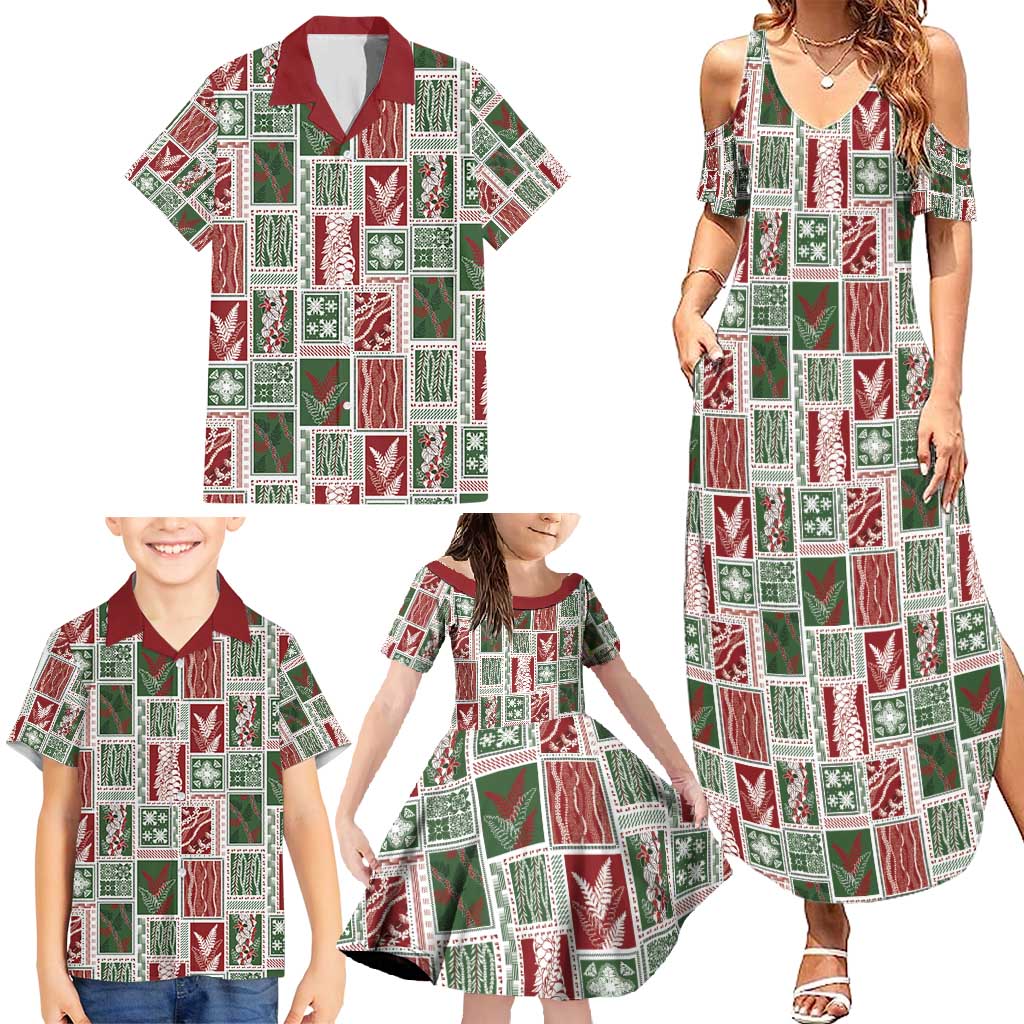 Mele Kalikimaka Hawaiian Quilt and Lei Patchwork Family Matching Summer Maxi Dress and Hawaiian Shirt - Polynesian Pride