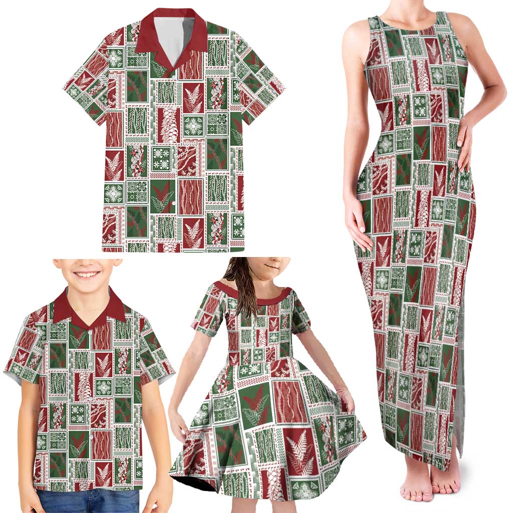 Mele Kalikimaka Hawaiian Quilt and Lei Patchwork Family Matching Tank Maxi Dress and Hawaiian Shirt - Polynesian Pride