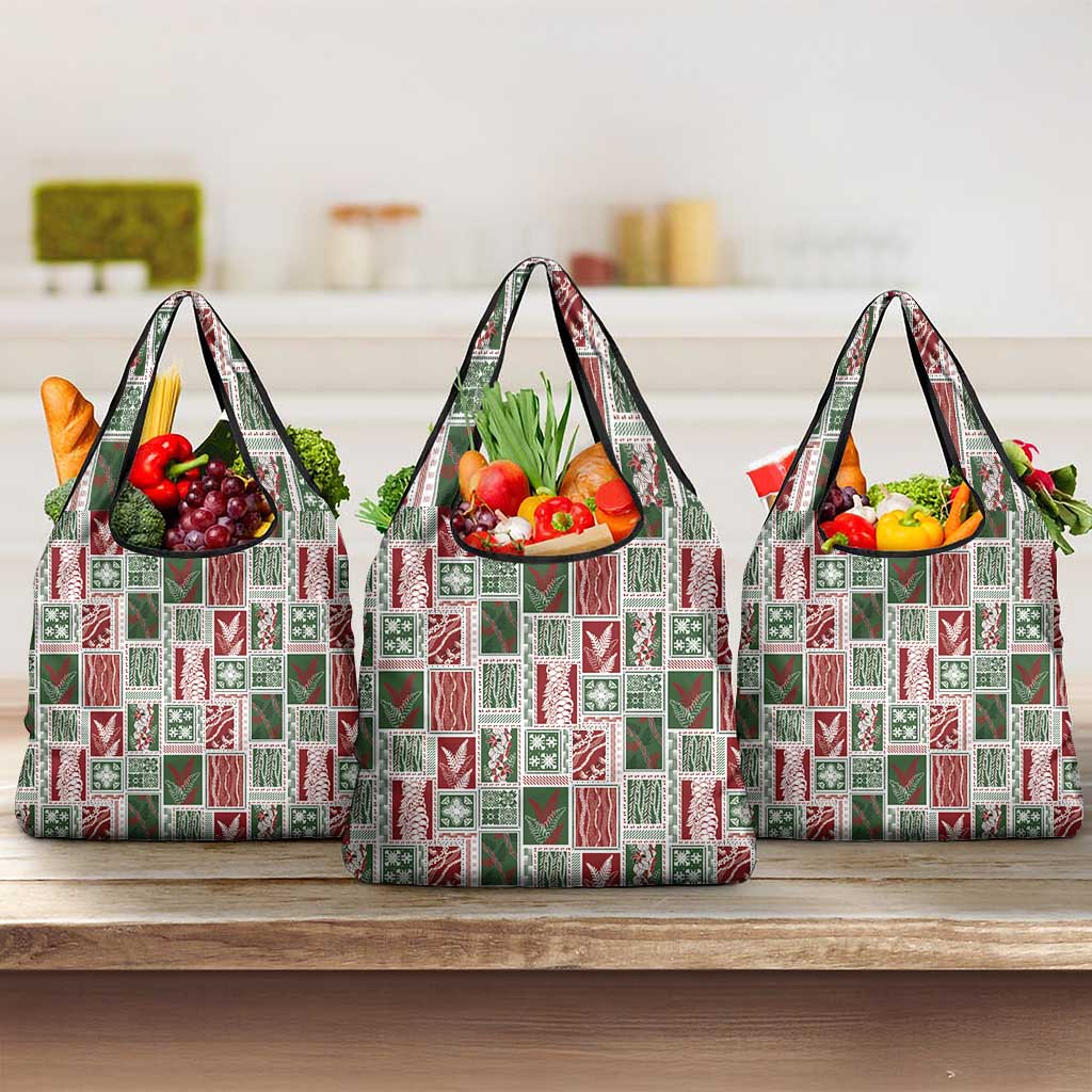 Mele Kalikimaka Hawaiian Quilt and Lei Patchwork Grocery Bag - Polynesian Pride