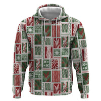 Mele Kalikimaka Hawaiian Quilt and Lei Patchwork Hoodie - Polynesian Pride
