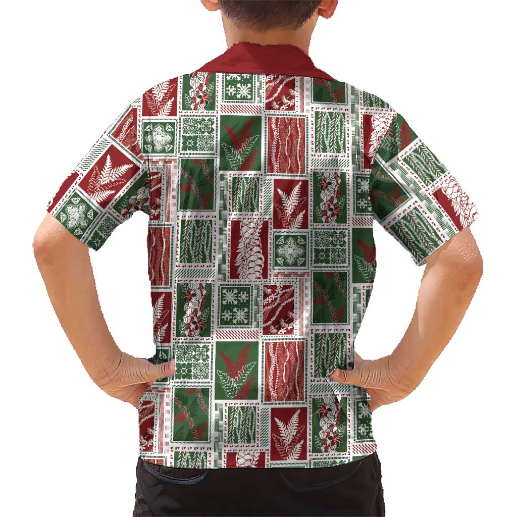 Mele Kalikimaka Hawaiian Quilt and Lei Patchwork Kid Hawaiian Shirt LT9 - Polynesian Pride