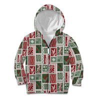 Mele Kalikimaka Hawaiian Quilt and Lei Patchwork Kid Hoodie LT9 Zip Hoodie Red - Polynesian Pride