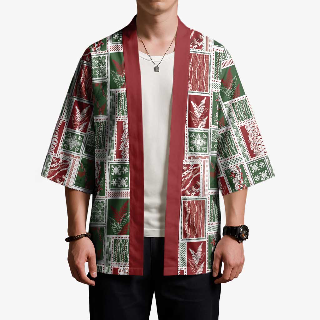 Mele Kalikimaka Hawaiian Quilt and Lei Patchwork Kimono - Polynesian Pride