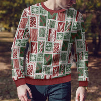 Mele Kalikimaka Hawaiian Quilt and Lei Patchwork Ugly Christmas Sweater - Polynesian Pride