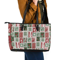 Mele Kalikimaka Hawaiian Quilt and Lei Patchwork Leather Tote Bag - Polynesian Pride