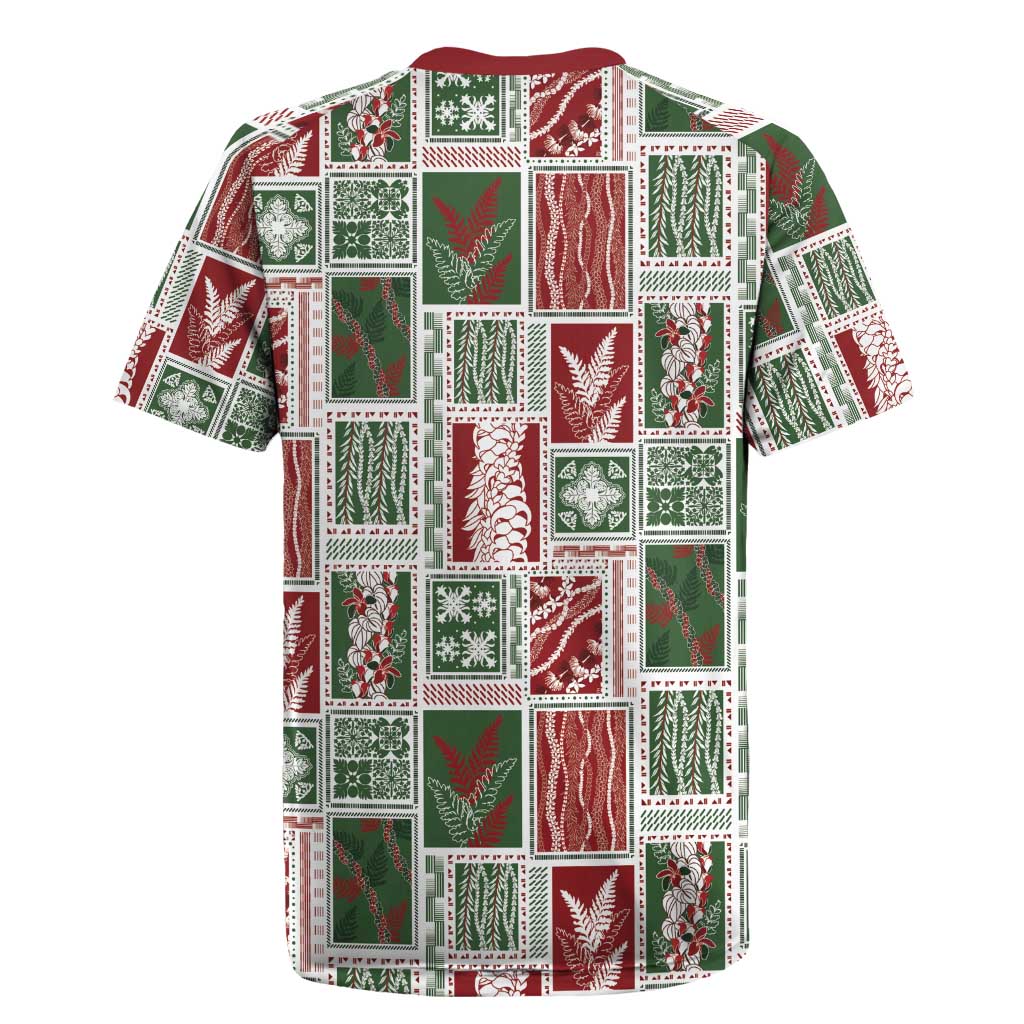 Mele Kalikimaka Hawaiian Quilt and Lei Patchwork Rugby Jersey - Polynesian Pride