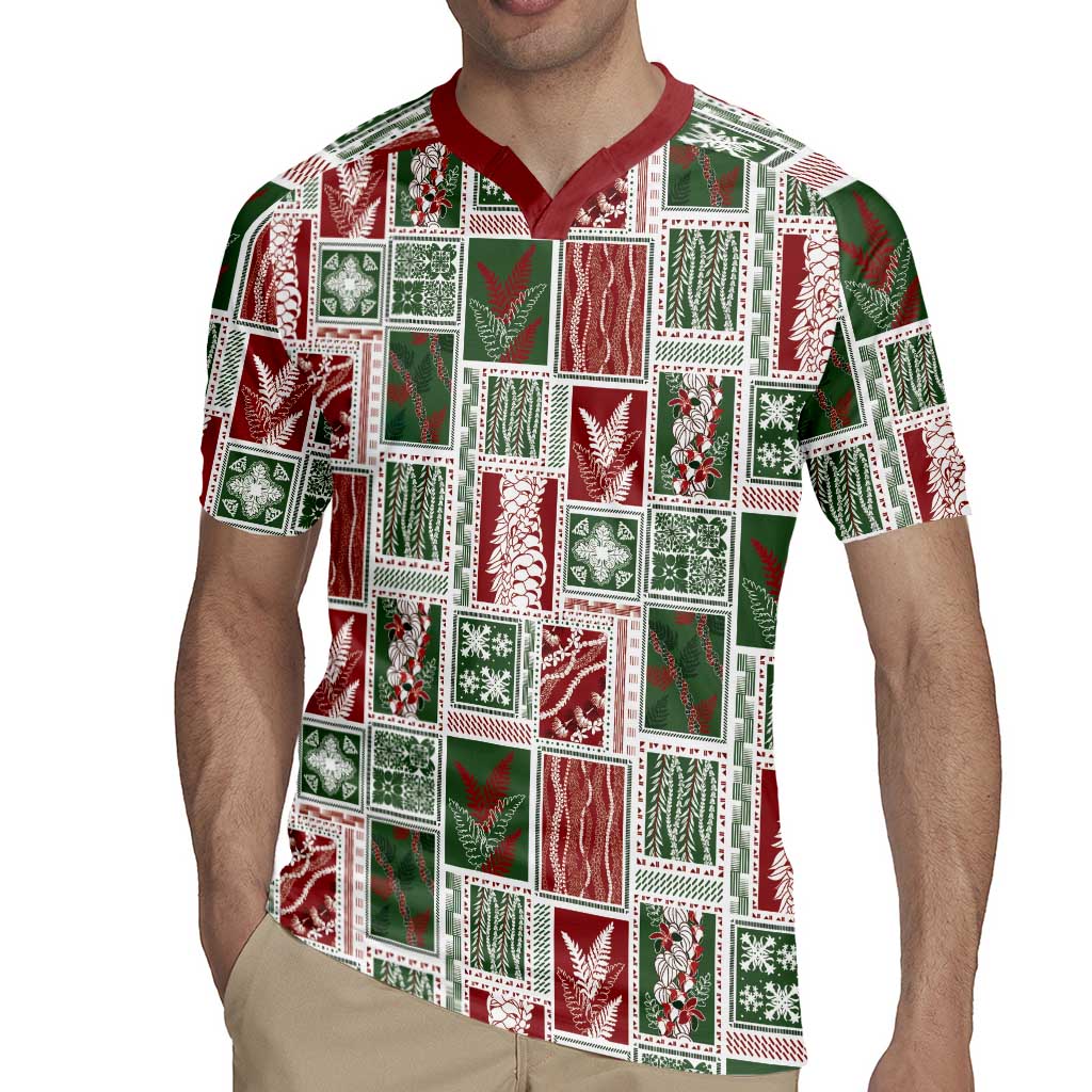 Mele Kalikimaka Hawaiian Quilt and Lei Patchwork Rugby Jersey - Polynesian Pride