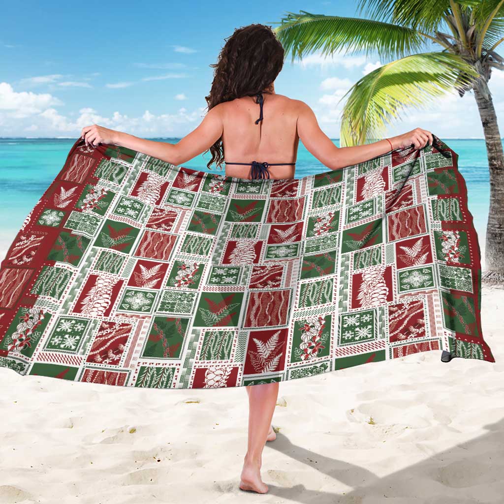Mele Kalikimaka Hawaiian Quilt and Lei Patchwork Sarong - Polynesian Pride