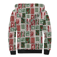 Mele Kalikimaka Hawaiian Quilt and Lei Patchwork Sherpa Hoodie - Polynesian Pride