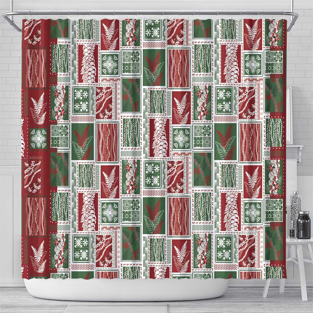 Mele Kalikimaka Hawaiian Quilt and Lei Patchwork Shower Curtain LT9 - Polynesian Pride