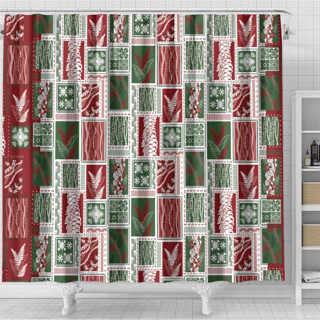 Mele Kalikimaka Hawaiian Quilt and Lei Patchwork Shower Curtain LT9 - Polynesian Pride