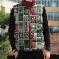 Mele Kalikimaka Hawaiian Quilt and Lei Patchwork Sleeveless Puffer Jacket - Polynesian Pride